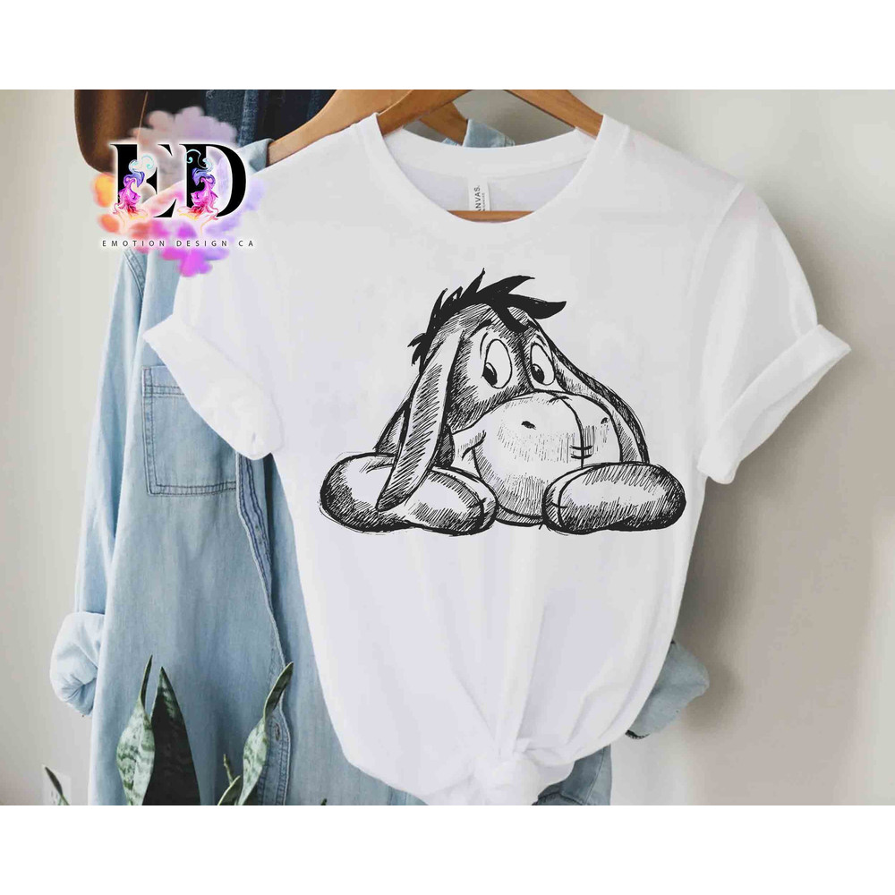Disney Winnie The Pooh Cute Eeyore Portrait Sketch Shirt, Disneyland Vacation Trip Unisex T-shirt Family Birthday Gift Adult Kid Toddler Tee.jpg