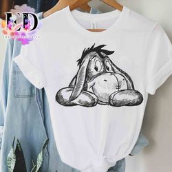disney winnie the pooh cute eeyore portrait sketch shirt, disneyland vacation trip unisex