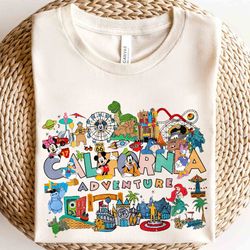 disneyland california adventure disney characters squad retro shirt, wdw holiday unisex t-