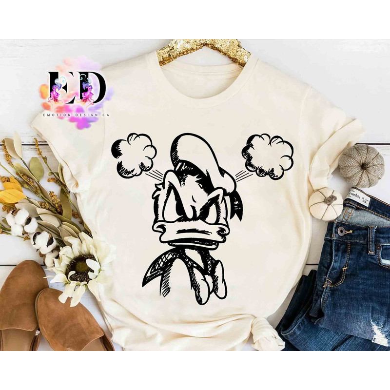 Funny Disney Donald Angry Duck Quack Portrait Sketch Shirt, Magic Kingdom Trip Unisex T-shirt Family Birthday Gift Adult Kid Toddler Tee.jpg