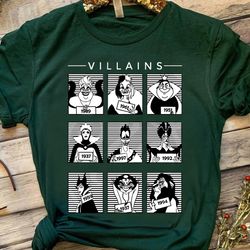 funny disney villains group mugshot scar hades jafar yzma shirt, magic kingdom wdw unisex