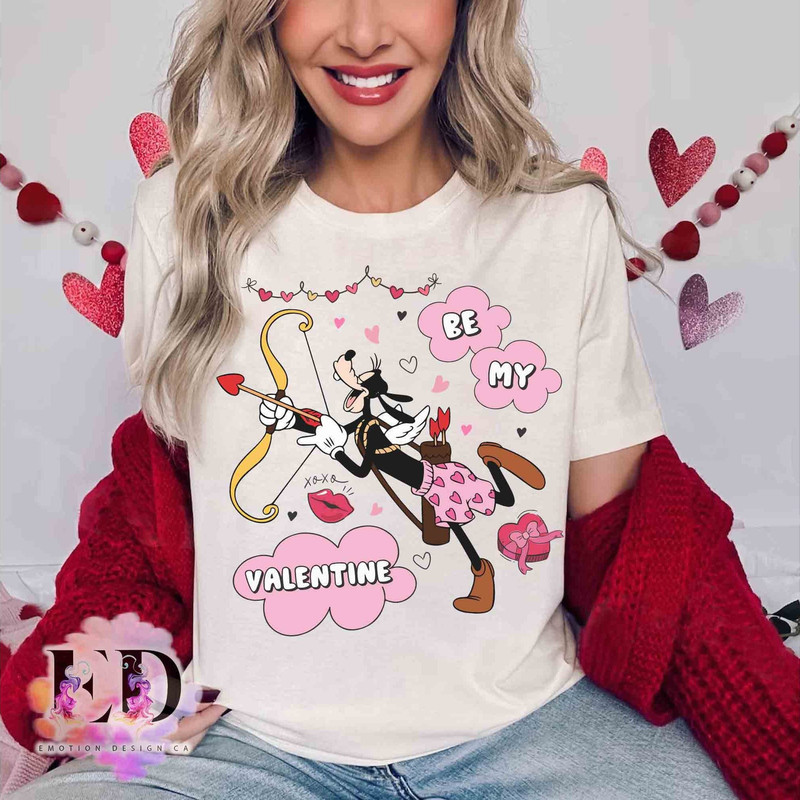Funny Goofy By My Valentine Vintage T-shirt, Disney Mickey and Friends Couple Love Heart Matching Tee, Disneyland Family Holiday Party Gift.jpg