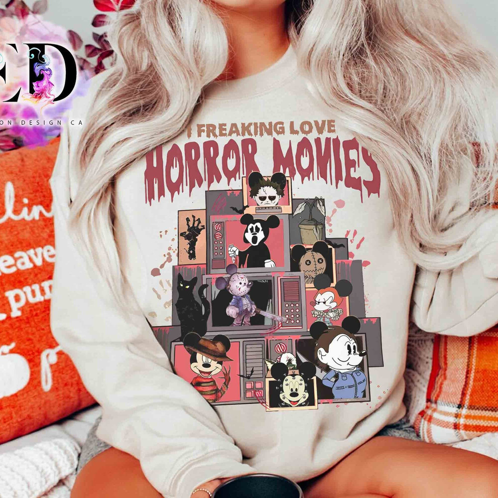Funny Mickey Mouse Costume Horror Characers Movie Im Freaking Love Shirt, Disney Mickey's Not So Scary Party Tee, Spooky Season Family Gift.jpg