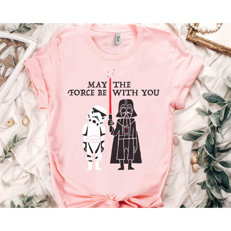 Funny Star Wars Darth Vader Stormtrooper May the Force Be With You Shirt, Galaxy's Edge Unisex T-shirt Family Birthday Gift Adult Kid Tee.jpg