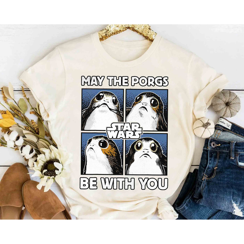 Funny Star Wars May The Porgs Be With You Retro Shirt, Galaxy's Edge Holiday Trip Unisex T-shirt Family Birthday Gift Adult Kid Toddler Tee.jpg