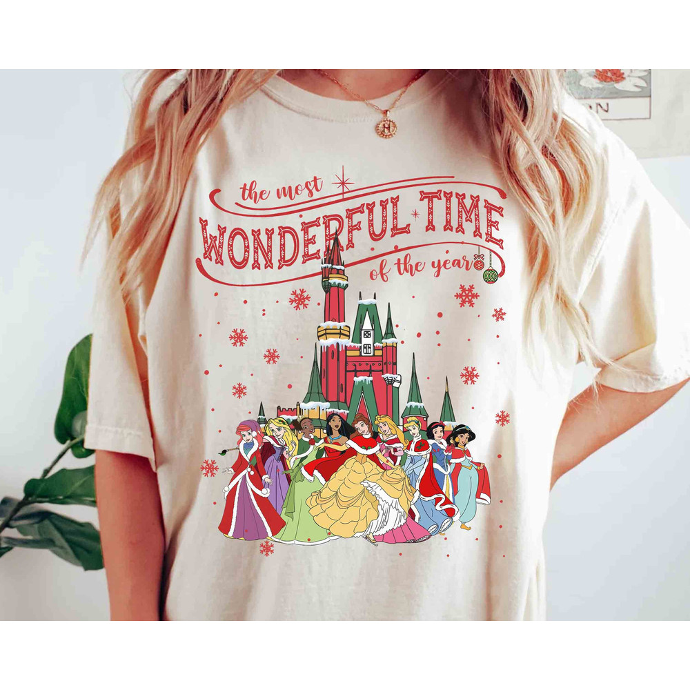 It's The Most Wonderful Time Of The Years Disney Princess Characters Christmas T-shirt, Cinderella Aurora Tee, Disneyland Vacation Trip Gift.jpg