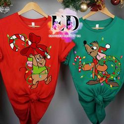 jaq and gus gus christmas light couples t-shirt, disney cinderella princess matching tee,