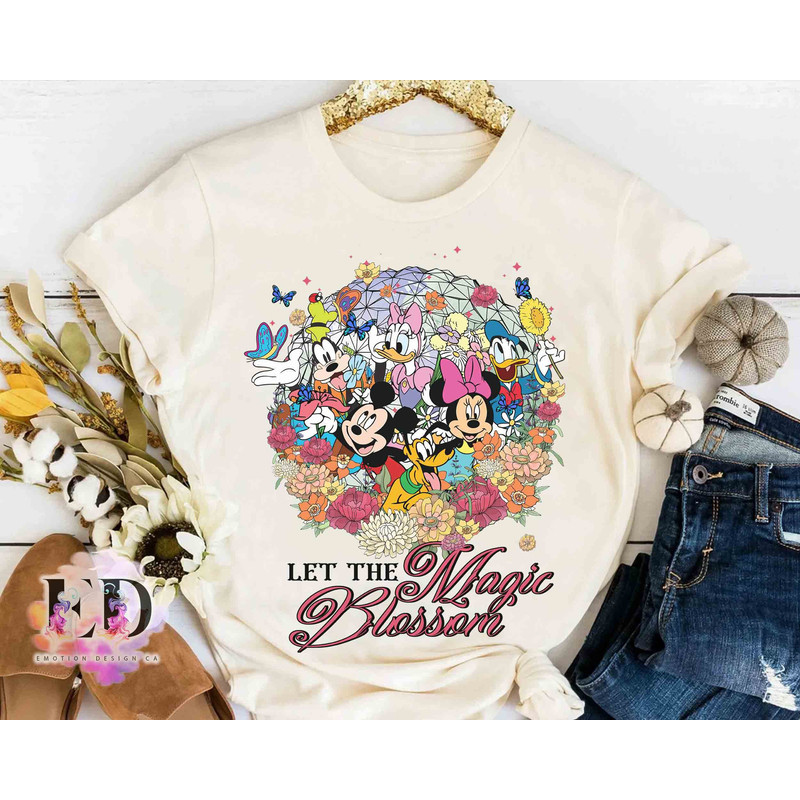 Let The Magic Blossom Disney Epcot Flower & Garden Festival 2024 T-shirt, Disney Mickey And Friends Floral Tee, WDW Disneyland Family Gift.jpg