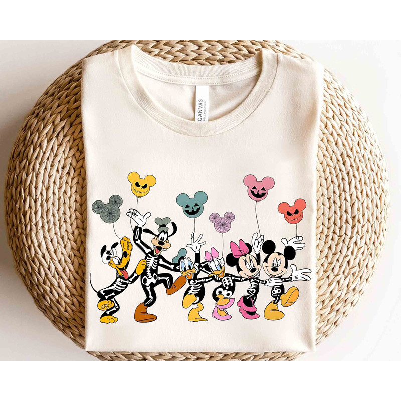 Mickey Mouse & Friends Balloon Custom Skeleton Halloween Shirt, Mickey's Not So Scary Party Tee, Disney Parks Family Vacation Holiday Gift.jpg