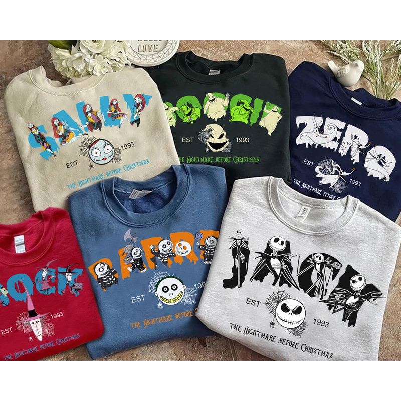 Nightmare Before Christmas Characters Group T-shirt, Jack Skellington Shirt, Sally, Oogie Boogie Bash Tee, Disneyland Halloween Party Gift.jpg