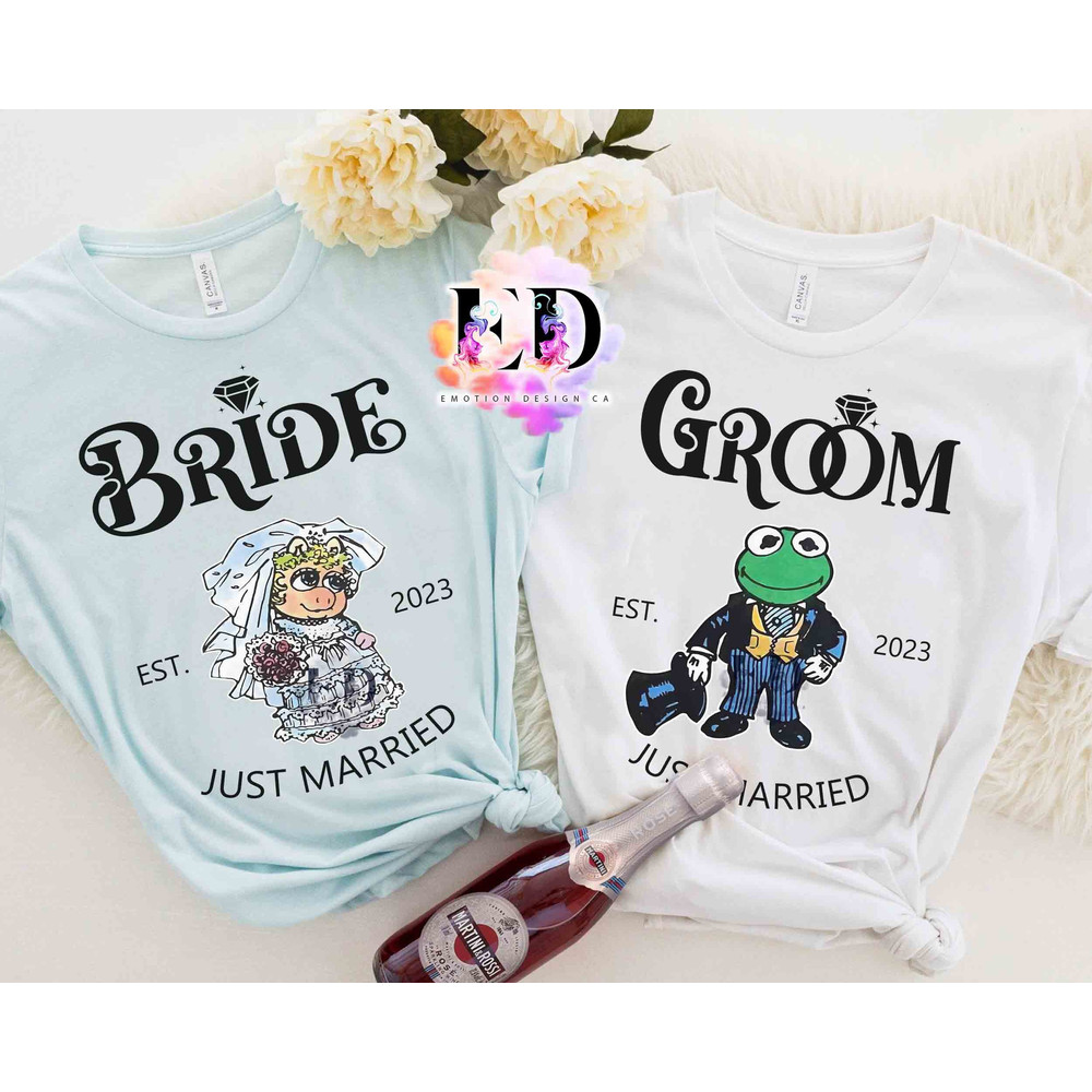 Personalized Bride and Groom Kermit Annie T-Shirt, Disney The Muppets Show Couple Matching Tee, Disney Wedding Wife Husband Honey Moon Tee.jpg