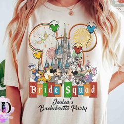 personalized disney bride squad shirt, disney mickey and friends disney bachelorette party