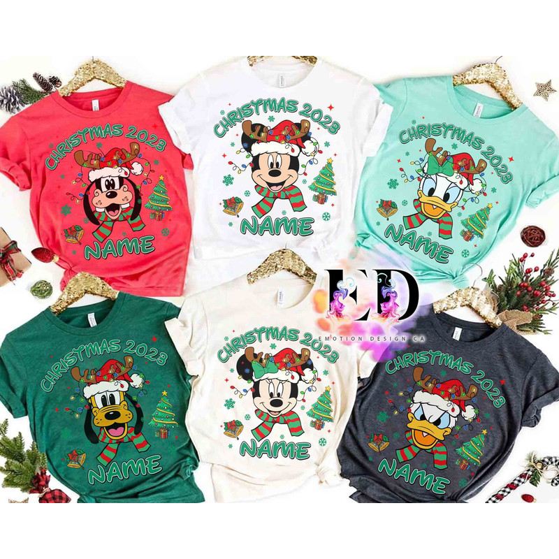 Personalized Disney Mickey and Friends Christmas 2024 Family Matching T-shirt, Custom Characters Disneyland Xmas Tee, Mickey Very Merry Xmas.jpg