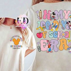 personalized in my 100 days of school era t-shirt, disney mickey and friends teacher match