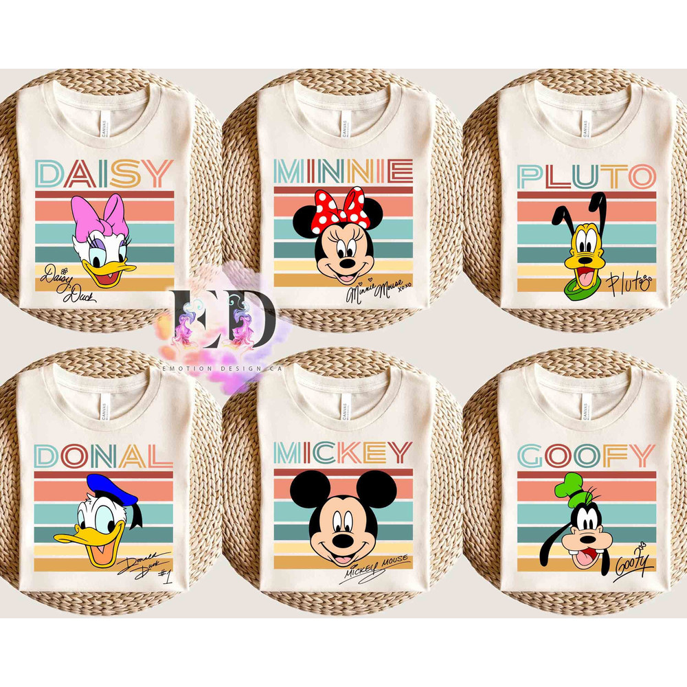 Personalized Mickey Mouse and Friends Family Disney Trip 2024 Retro T-Shirt, Donald Goofy Pluto Tee, Magic Kingdom Disneyland Holiday Gift.jpg