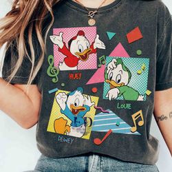 retro 90s cute dewey huey, louie duck t-shrit, disney ducktales scrooge mcduck donald tee