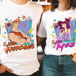 retro 90s disney couples his meg and her hercules t-shirt, hercules characters valentines