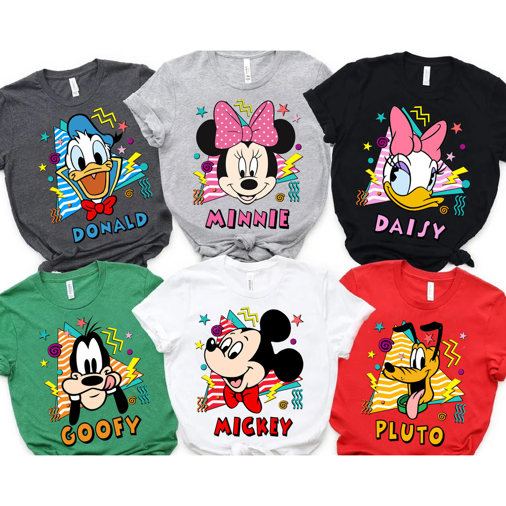 Retro 90s Disney Mickey and Friends Characters Squad Family Matching Shirt, Magic Kingdom Trip Unisex T-shirt Birthday Gift Adult Kid Tee.jpg