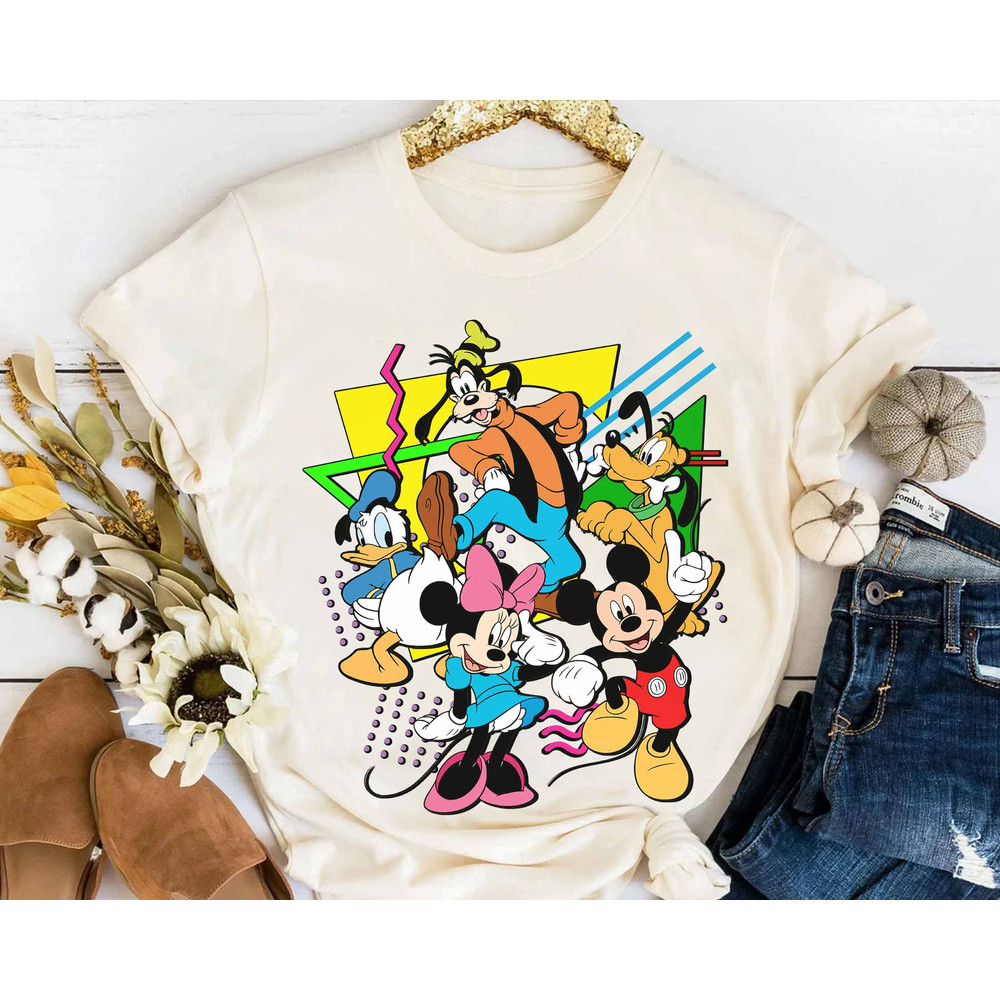 Retro 90s Disney Mickey Mouse & Friends Characters Squad Shirt, Magic Kingdom Holiday Trip Unisex T-shirt Family Birthday Gift Adult Kid Tee.jpg