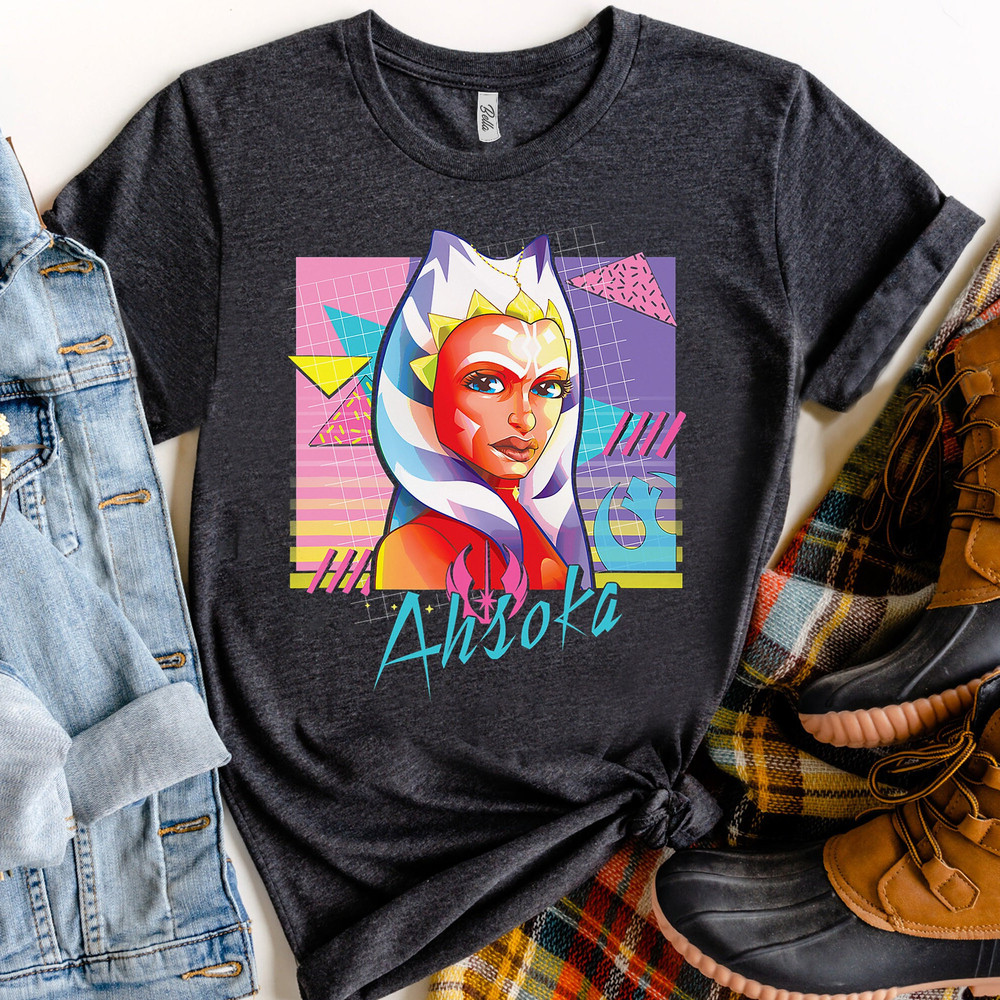Retro 90s Star Wars Ahsoka Retro Neon Poster Shirt, Galaxy's Edge Holiday Unisex T-shirt Family Birthday Gift Adult Kid Toddler Tee.jpg