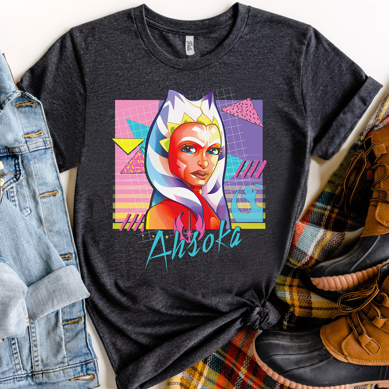 Retro 90s Star Wars Ahsoka Retro Neon Poster Shirt, Galaxy's Edge Holiday Unisex T-shirt Family Birthday Gift Adult Kid Toddler Tee.jpg