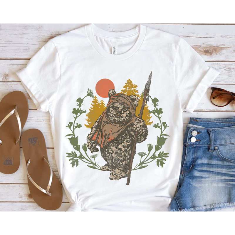 Retro 90s Star Wars Ewok Floral Sunset Shirt, Galaxy's Edge Trip Star Wars Fans Unisex T-shirt Family Birthday Gift Adult Kid Toddler Tee.jpg