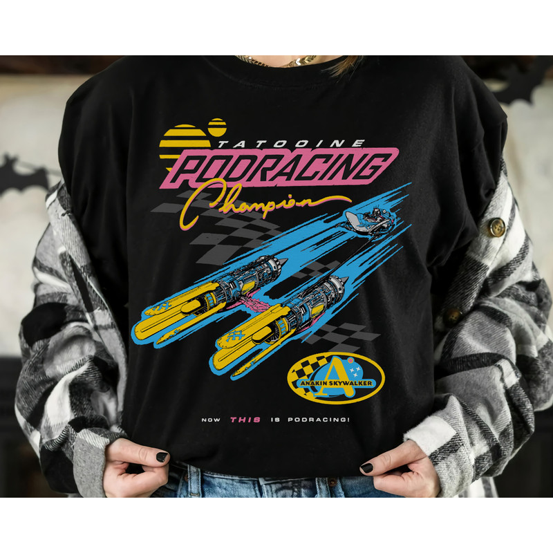 Retro 90s Star Wars Pod Racing Champion Neon Space RacerShirt, Galaxy's Edge Trip Unisex T-shirt Family Birthday Gift Adult Kid Toddler Tee.jpg