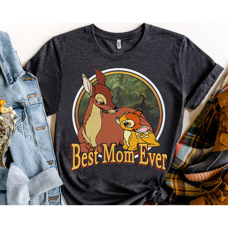 Retro Circle Disney Bambi's Mother and Cubs Best Mom Ever Shirt, Magic Kingdom WDW Unisex T-shirt Family Birthday Gift Adult Kid Toddler Tee.jpg