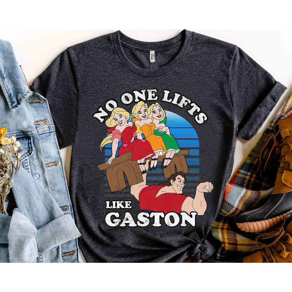 Retro Disney Beauty And The Beast Lifts Like Gaston Shirt, Disneyland Vacation Unisex T-shirt Family Birthday Gift Adult Kid Toddler Tee.jpg