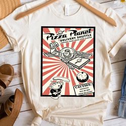 retro disney pixar toy story alienss, buzz lightyear pizza planet shirt, vintage unisex t
