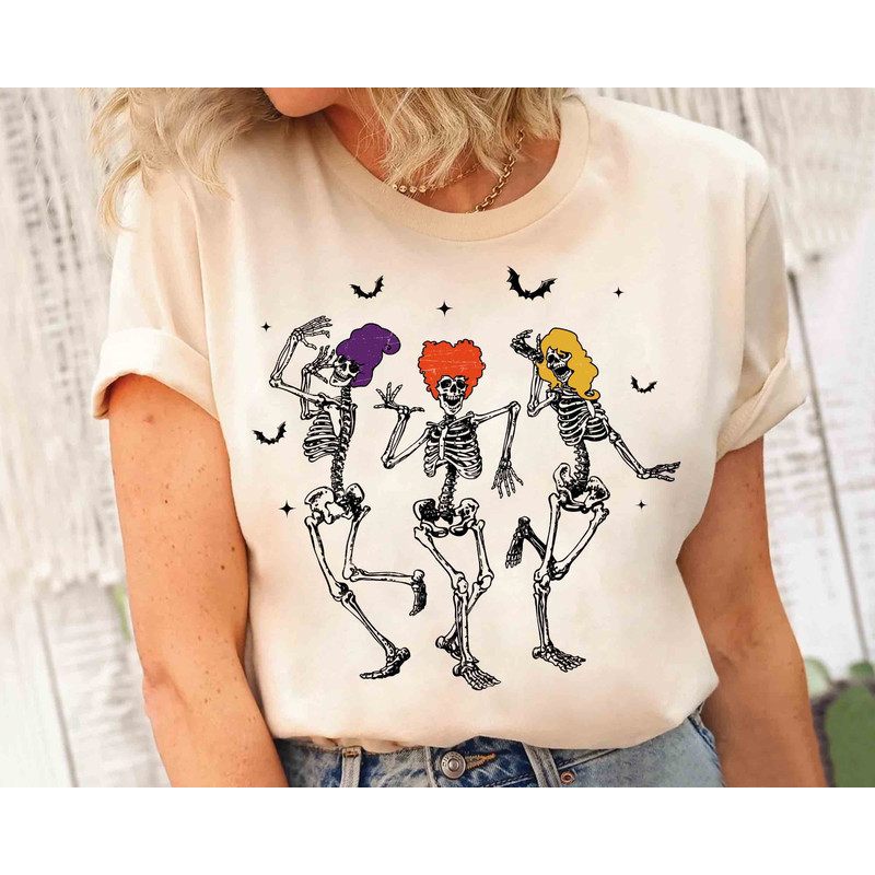 Retro Hocus Pocus Sanderson Sisters Costume Skeleton Dancing Retro Shirt, Disney Witch Scary Movie Tee, Disneyland Halloween Family Gift.jpg