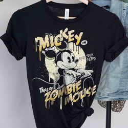 retro mickey in tales of zombie mouse graphic halloween t-shirt, disney mickeys not so sc