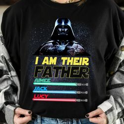retro star wars i am their father darth vader lightsaber fathers day shirt, galaxys edge