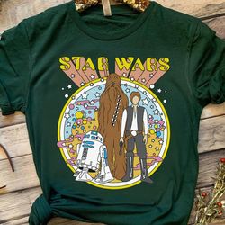 retro star wars vintage psych rebels han solo chewie r2-d2 shirt, galaxys edge unisex t-s