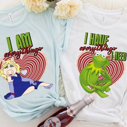 retro the muppets show kermit the frog and miss piggy t-shirt, disney couples valentines