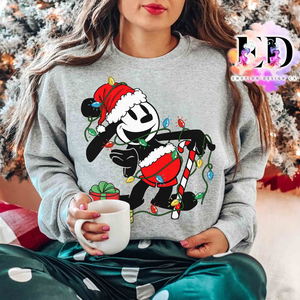 Santa Claus Oswald Lucky Rabbit Christmas Light Costume T-Shirt, Disney Mickey's Very Merry Xmas Matching Tee, Disnayland Vacation Gift.jpg