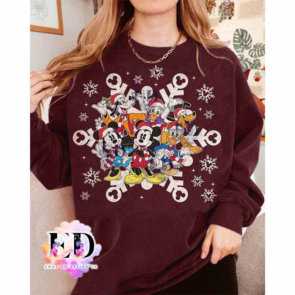 Santa Mickey and Friends Christmas Snowflakes T-shirt, Disney Mickey's Very Merry Xmas Matching Tee, Disneyland Vacation Holiday Family Gift.jpg