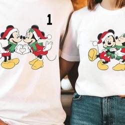 santa mickey and minnie mouse christmas light disney couples t-shirt, mickeys very merry