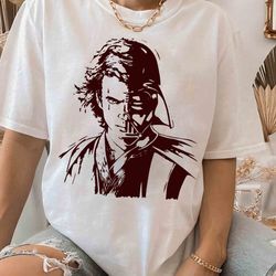 star wars anakin skywalker, darth vader half face portrait shirt, galaxys edge unisex t-