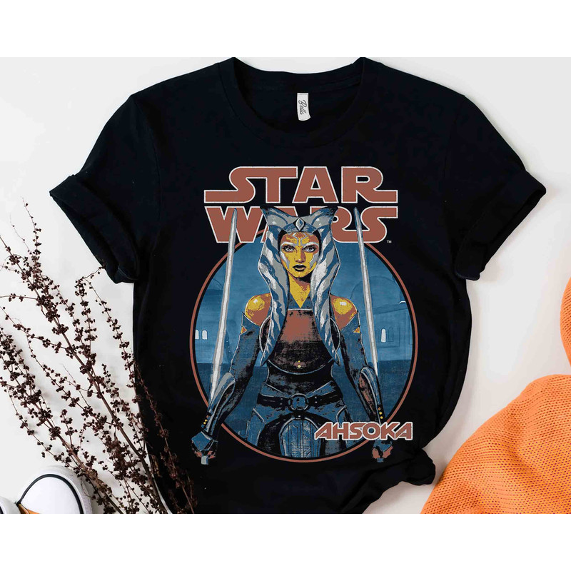 Star Wars Classic Ahsoka Tano Twin Sabers Vintage Portrait Shirt, Galaxy's Edge Unisex T-shirt Family Birthday Gift Adult Kid Toddler Tee.jpg