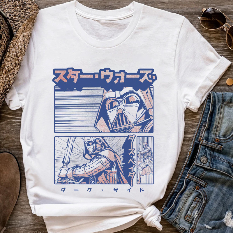 Star Wars Darth Vader Anime Style Portrait Panels Shirt Galaxy's Edge Holiday Trip Unisex T-shirt Family Birthday Gift Adult Kid Toddler Tee.jpg