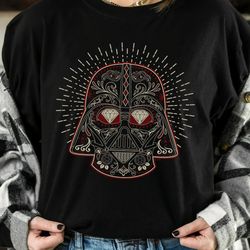 star wars darth vader sugar skull style portrait shirt, galaxys edge holiday trip unisex