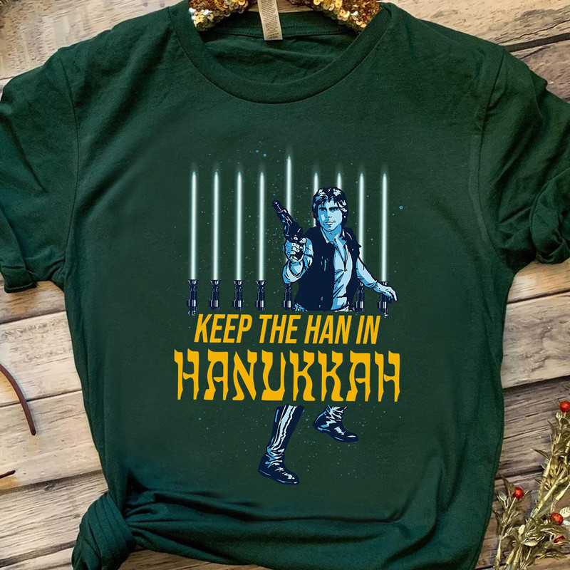 Star Wars Han Solo Hanukkah Lightsaber Menorah Shirt, Happy Festival of Lights Matching Tee, Galaxy's Edge Disneyland Vacation Family Gift.jpg
