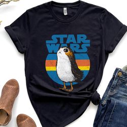 star wars last jedi porg retro stripes logo graphic unisex t-shirt birthday shirt gift for