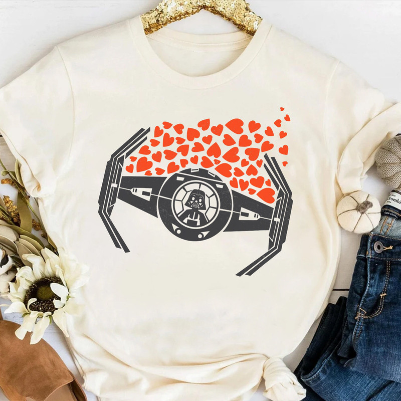 Star Wars Valentine's Day Hearts Darth Vader TIE Fighter T-Shirt, Disney Couples Matching Tee, Magic Kingdom Disneyland Vacation Gift.jpg