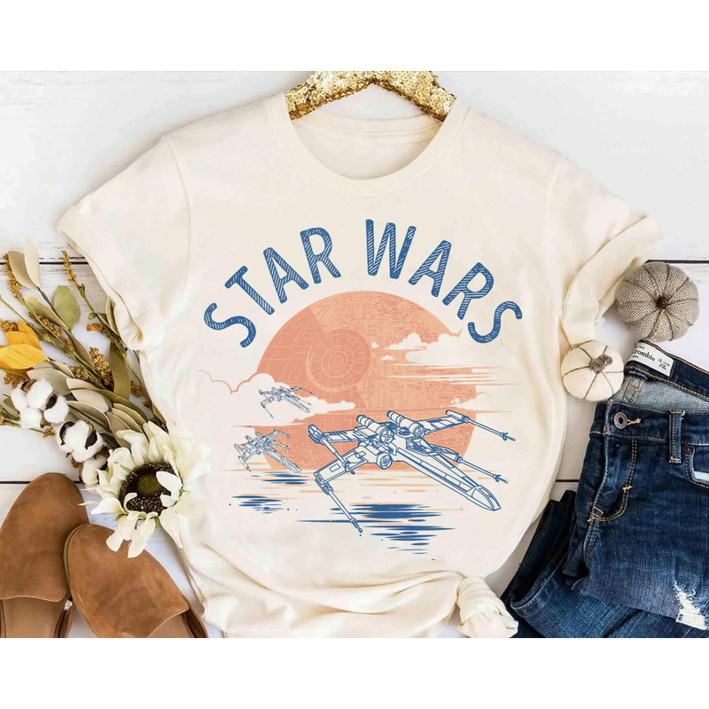 Star Wars X-Wing Sunset T-Shirt Unisex Adult T-shirt Kid shirt Gift for Birthday Hoodie Sweatshirt Toddler Tee Disneyland Vacation.jpg
