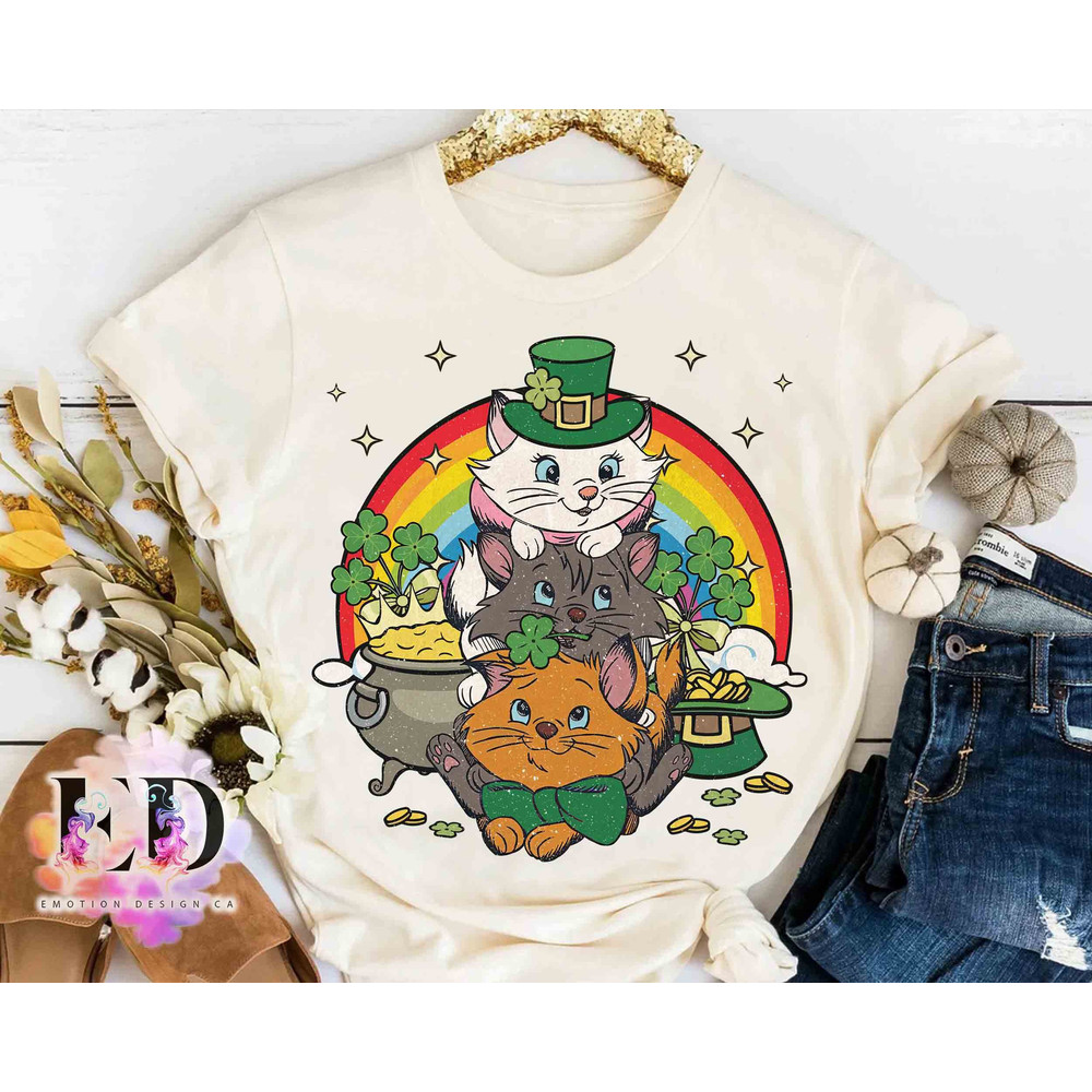 The Aristocats Marie Toulouse Berlioz Shamrock St Patrick's Day T-shirt, Disney Happy Saint Patricks Tee, Disneyland Family Birthday Gift.jpg