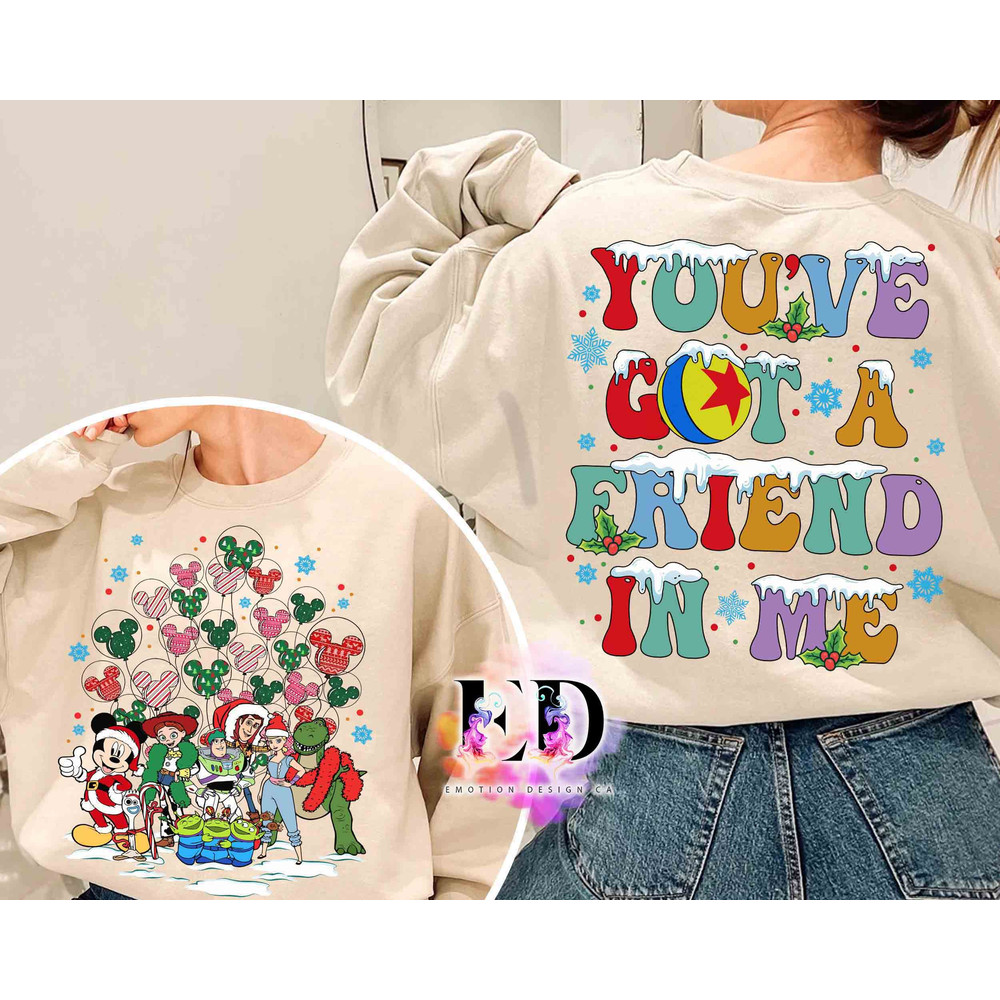 Toy Story Group You've Got A Friend In Me Christmas Balloon T-shirt, Disney Buzz Woddy Rex Alien Xmas Tee, Mickey Very Merry Party Gift.jpg