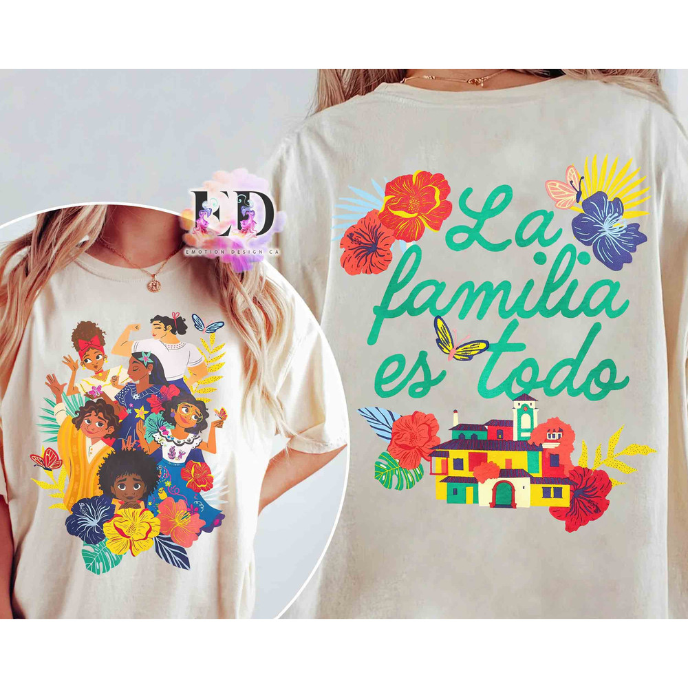 Two-sided Disney Encanto Madrigal House Floral T-shirt, Luisa Maribel Antonio Isabel Tee, Disneyland Family Vacation 2024 Trip Gift.jpg