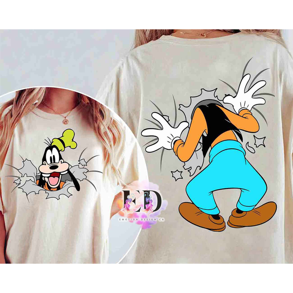 Vintage 90s Goofy Portrait Two Sided Shirt, Funny Disney T-shirt, Walt Disney World, Disneyland Family Trip Outfits, Birthday Boy Girl Gift.jpg